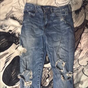 Distressed Blue Jeans